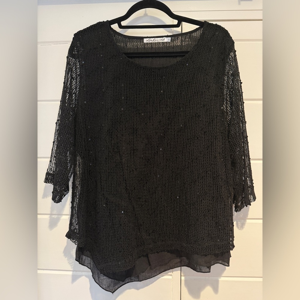 Lulu-B Black Sequin Blouse